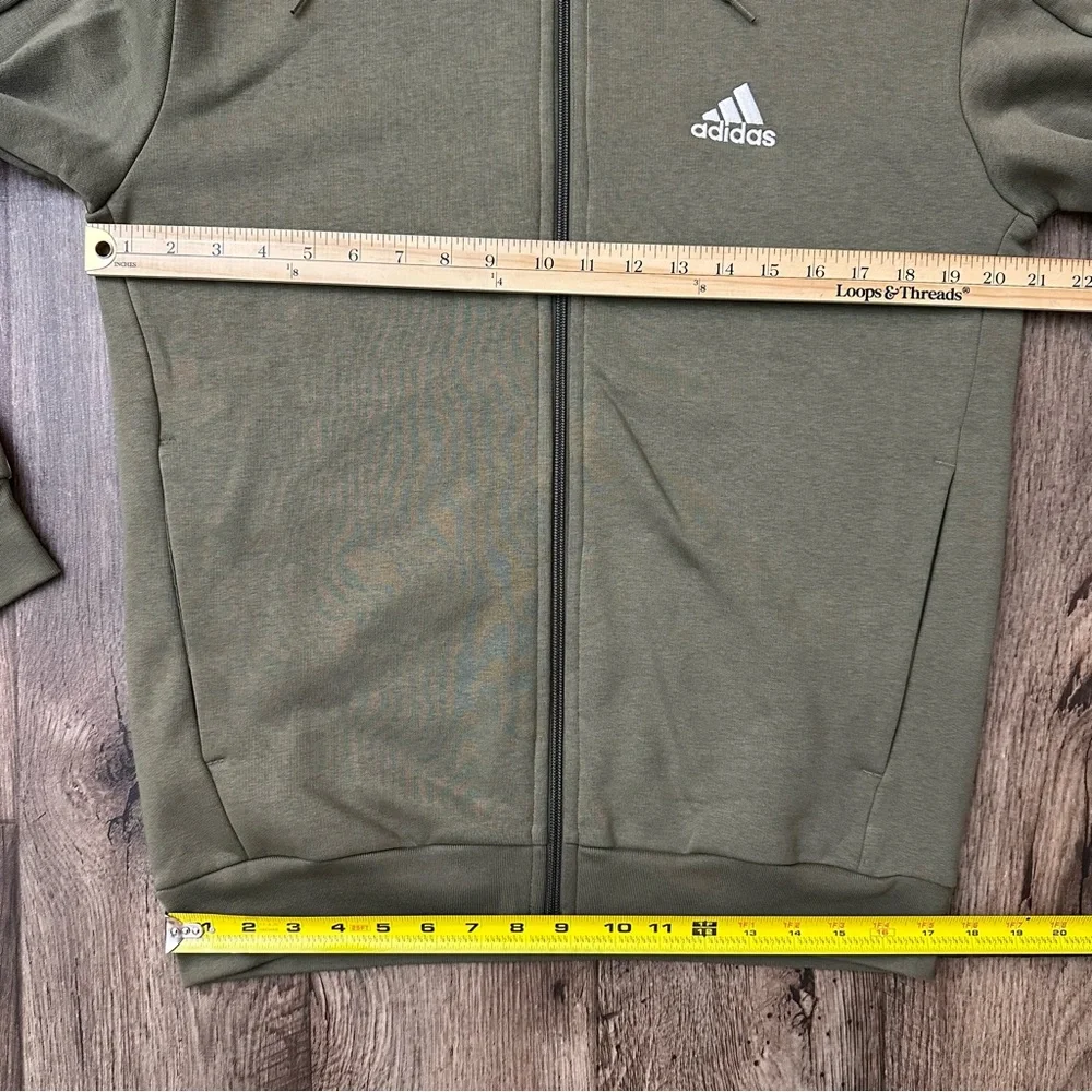 Adidas 3 Stripes Zipper Hoodie Hooded Sweatshirt Work Out Men’s Sz S Olive Green